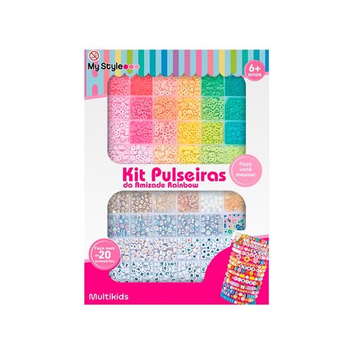 Kit Pulseiras da Amizade Arco-iris My Style Tamanho G Multikids - BR2316