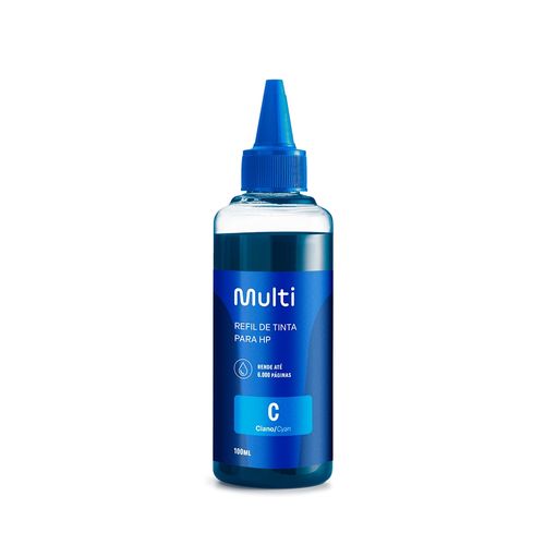 Refil De Tinta Ciano 100ml - Compativel Para Impressoras HP Multi - RF002OUT [Remanufaturado]