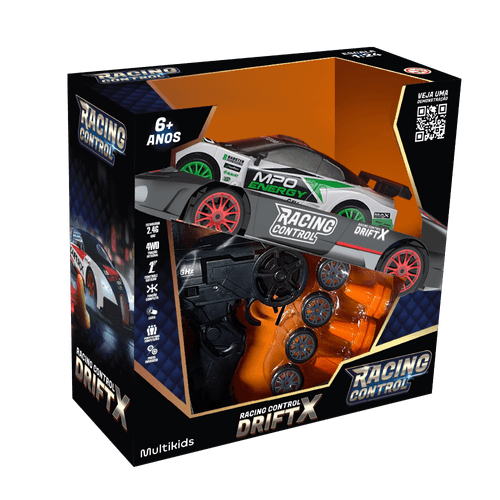 Carro de Corrida de Controle Remoto DriftX Branco Multikids - BR2418