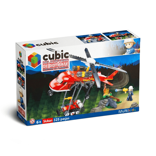 Blocos de Construção Cubic Jr Helicóptero de Bombeiro Multikids - BR2307