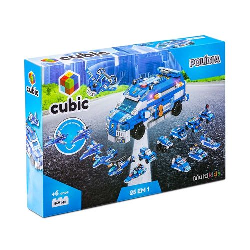 Blocos de Montar Cubic 25 em 1 Polícia 569 Peças Multikids - BR1619