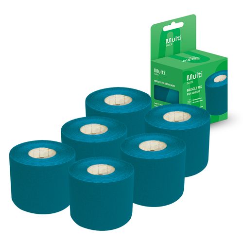 Kit 6 Fitas Kinésio Muscle Fix 5x500cm Azul Multi Saúde - HC042K