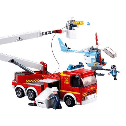 Blocos de Montar Caminhão de Bombeiro e Helicóptero 394 Peças Multikids - BR2308
