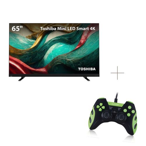 Kit Smart TV Mini LED 65 Pol. 4K Google TV Toshiba + Controle Gamer PS3/PC USB Multilaser - TB019M1K