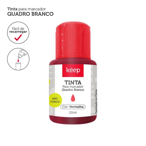 Tinta Refil Para Marcador De Quadro Branco 18ml Vermelho Caixa Com 12 Unidades Keep - MR040OUT [Reembalado]