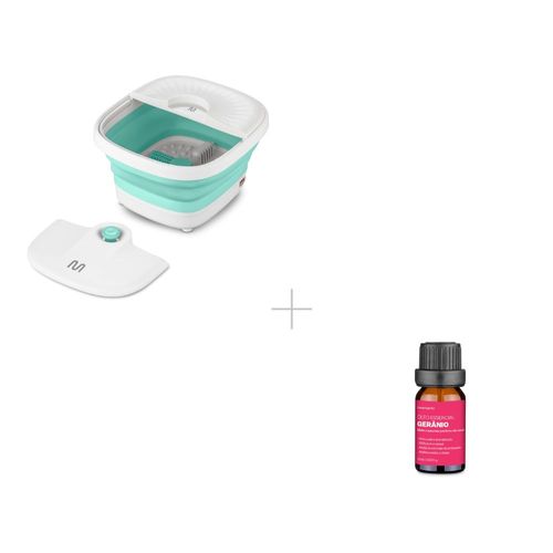 Kit Hidromassageador para os pés Foot Spa + Óleo Essencial de Gerânio Multi Saúde - HC6062K