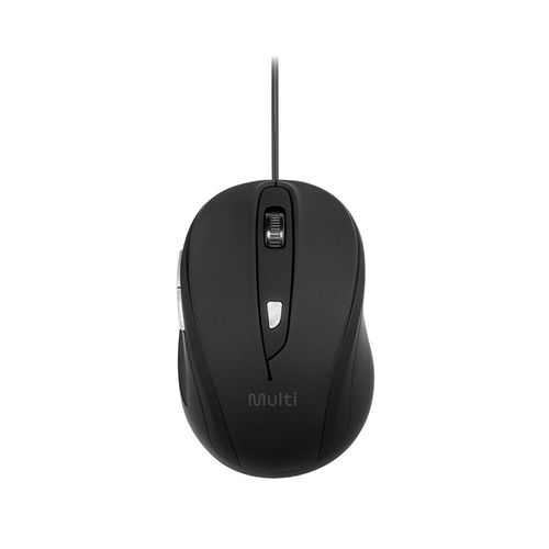 Mouse Com Fio USB 1600 DPI Ajustável 6 Botões Ergonômico com Textura Emborrachada Preto Multi (Multilaser) - MO241OUT [Reembalado]