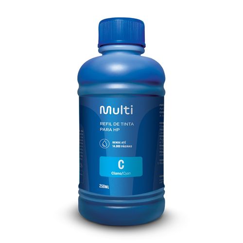 Refil de Tinta Ciano 250ml - Compativel Com Impressoras HP Multi - RF010OUT [Reembalado]