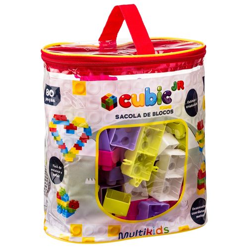 Blocos de Montar Saco com 80 Peças Small Size Multikids - BR2274