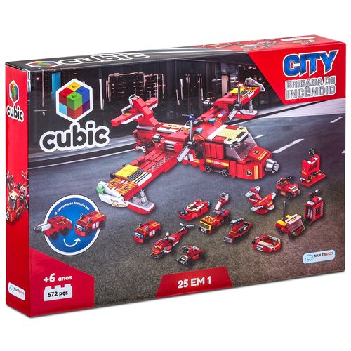 Blocos de Montar Cubic 25 em 1 Brigada de Incêndio 572 Peças Multikids - BR1614OUT [Reembalado]