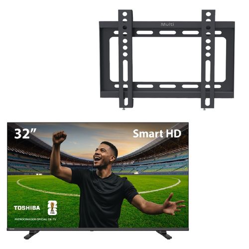 Smart TV DLED 32" HD Wi-Fi Toshiba + Suporte Fixo para TV de 13" a 42" Multi - TB016MK