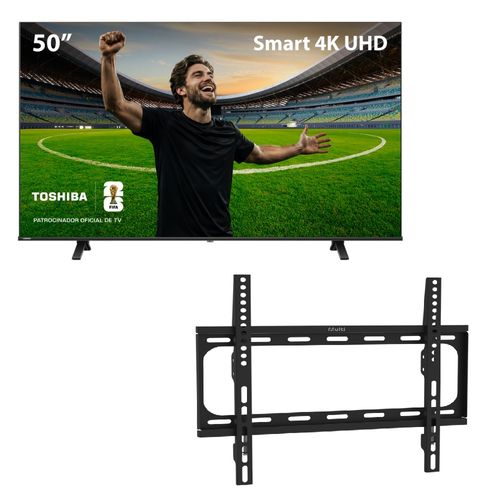 Kit Smart TV DLED 50" 4K Wi-Fi Toshiba + Suporte Fixo para TV de 23" a 60" Multi - TB029MK