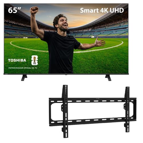 Kit Smart TV DLED 65" 4K Wi-Fi Toshiba + Suporte Fixo para TV de 37" a 70" Multi - TB032MK