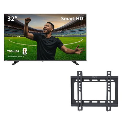 Smart TV Toshiba DLED 32" HD + Suporte Fixo para TV de 13" a 42" - TB016M1K