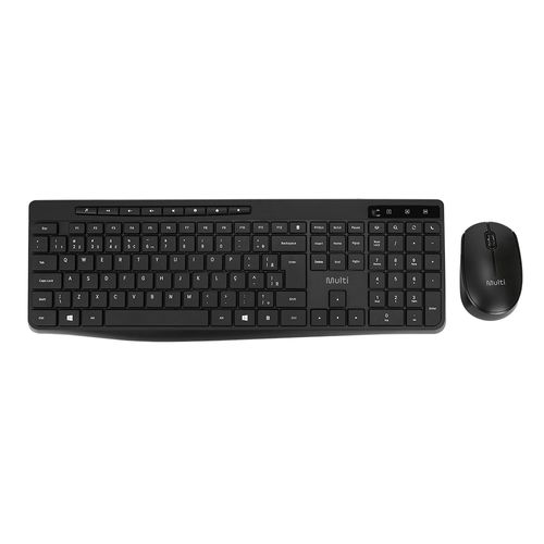 Kit Teclado e Mouse Sem Fio com Cliques Silenciosos e Teclas Multimídia Preto Multi - TC691