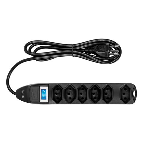 Filtro De Linha Multilaser 6 Tomadas  1M Preto Linear - WI221