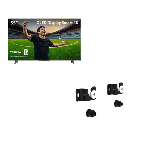 Kit Smart TV QLED 55" 4K Toshiba + Suporte Universal para TV Multi 13 a 100 - TB035M2K