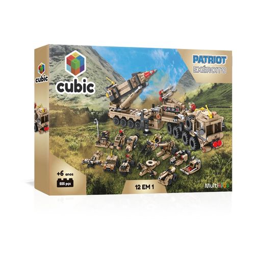 Blocos de Montar Cubic Modelo Exército 12 em 1 com 549 Peças Indicado para +6 Anos Multikids - BR1096OUT [Reembalado]