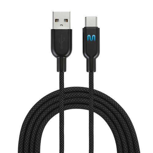 Cabo USB Tipo C em Nylon 1.2M Preto com Led Multi - WI500