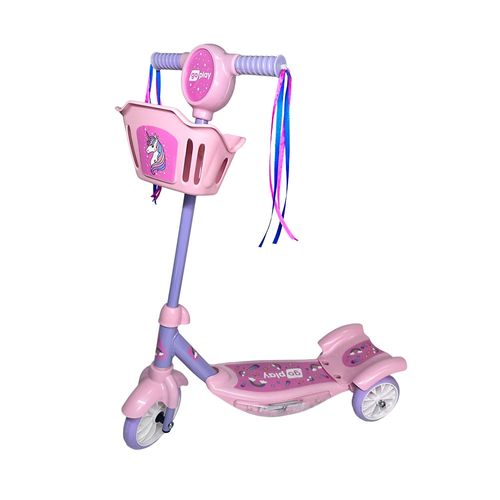 Patinete Infantil 3 Rodas Go Play Dream Ride com Luz e Cestinha Rosa Multikids - BR2612