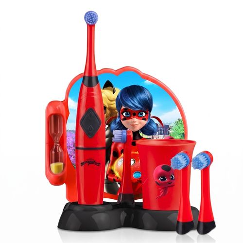 Kit Escova Dental Infantil Elétrica Rotacional Lady Bug Miraculous + Refil Multi Saúde - HC428K