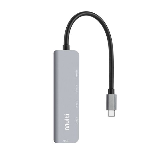 Hub USB-C 5 em 1 Power Delivery Cinza Multi - AC449
