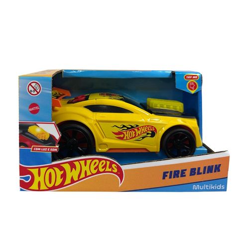 Carrinho Hot Wheels Fire Blink com Luz e Som Amarelo Multikids - BR2577