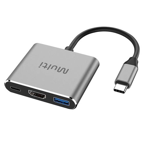 HUB Dock USB Tipo-C 3 em 1 com HDMI e USB 3.0, Power Delivery 100W - AC446