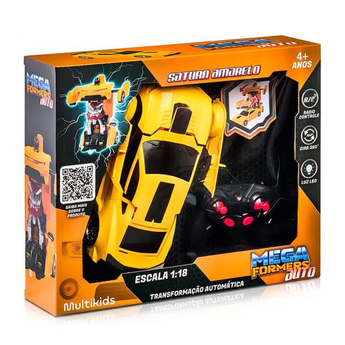 Carrinho Transformável Controle Remoto Megaformers Auto Saturn Amarelo Multikids - BR1653