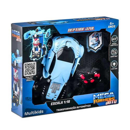 Carrinho Transformável Controle Remoto Megaformers Auto Neptune Azul Multikids - BR1652
