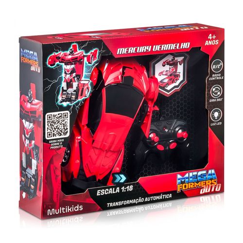Carrinho Transformável Controle Remoto Megaformers Auto Mercury Vermelho Multikids - BR1649