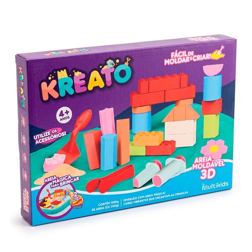 Kit Areia Mágica Faz de conta Kreato Infantil com 8 Acessórios Multikids - BR2802