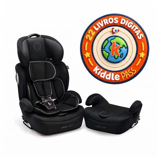 Cadeirinha para Carro Litet Safemax Fix 2.0 Isofix 9-36kg Preta + 22 Livros Digitais Kiddle Pass