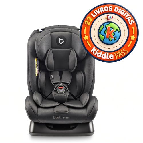 Cadeirinha infantil para carro Litet Mass 0-36kg Preta + 22 Livros Digitais Kiddle Pass