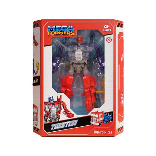 Robô Transformável Megaformers Bluzor Azul com Luz e Som Interativo Multikids - BR2668