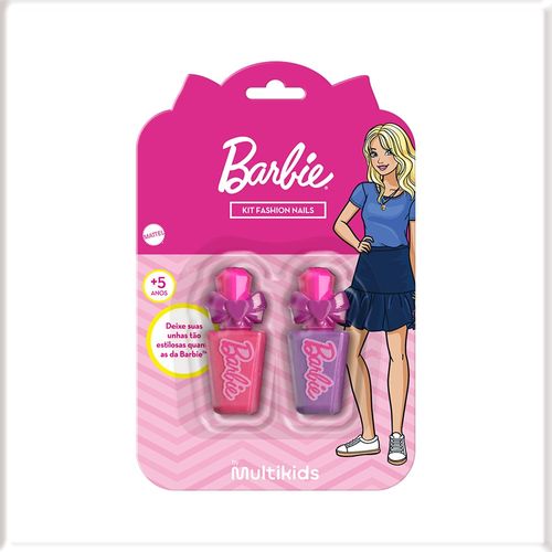 Kit Fashion Nails Barbie Esmaltes Infantis com Pincel Aplicador Multikids - BR2589