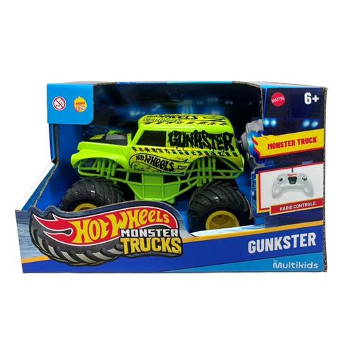 Carrinho de Controle Remoto Monster Truck Gunkster Hot Wheels 1:24 Verde Multikids - BR2607