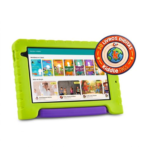 Kit Tablet Infantil Hulk 8" Wi-Fi 6GB RAM 64GB Android 13 + 30 Livros Digitais Kiddle Pass (Com Controle Parental)