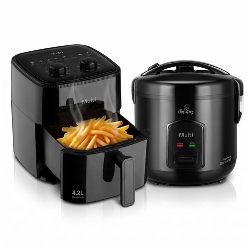 Combo Air Fryer 4,2L 1350W 127v + Panela De Arroz 10 Xícaras 127v-700w Multi - GO252K
