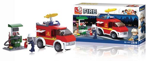 Blocos de Montar Caminhão de Bombeiro com Posto Gás 136 Peças Indicados para +6 Anos Material Plástico Colorido Multikids - BR821