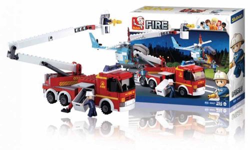 Blocos de Montar Caminhão de Bombeiro com Plataforma + Helicóptero 394pçs  +6 Anos Multikids - BR824