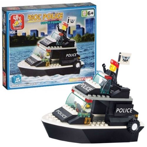 Blocos de Montar Policia Guarda Costeira 98 Peças Indicado para +6 Anos Material Plástico Colorido Multikids - BR833