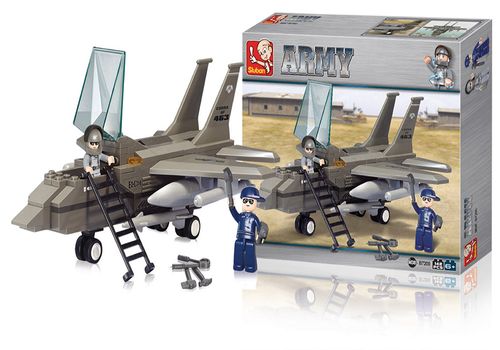 Blocos de Montar Air Force Modelo Jato de Combate 142pçs +6 Anos Verde Musgo Multikids - BR907