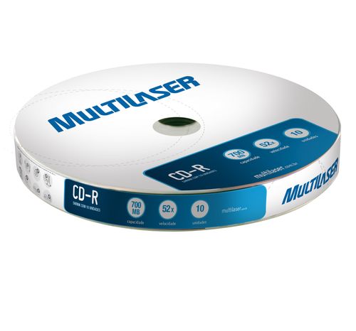 Mídia Multilaser Cd-R Vel. 52X - 10 Un. Shrink - CD027