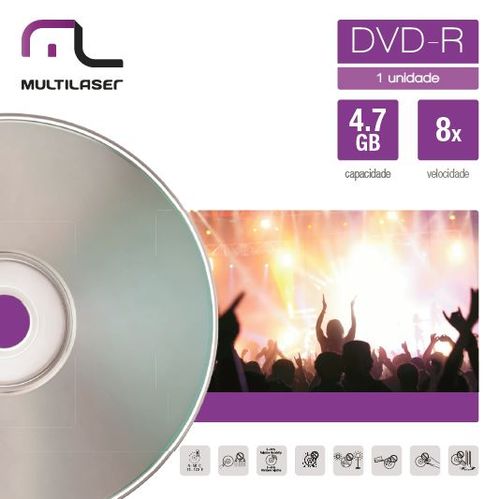 Mídia Dvd-R Velocidade 16X Unitário Em Envelope Multilaser DV018