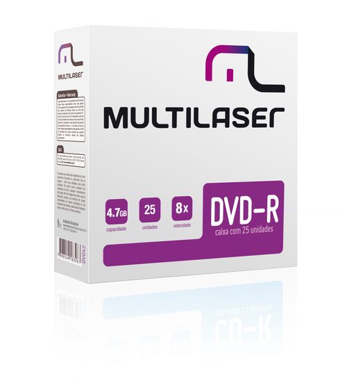 Mídia Multilaser Dvd-R Vel, 08X - 25 Un, Envelope Fino Em Caixa - DV042