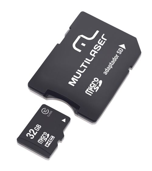 Adaptador 2 em 1 SD + Cartão De Memória Classe 10 32GB Preto Multilaser - MC111