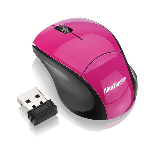 Mouse Multilaser Sem Fio 2,4 Ghz Nano Usb 1000Dpi Rosa - MO151