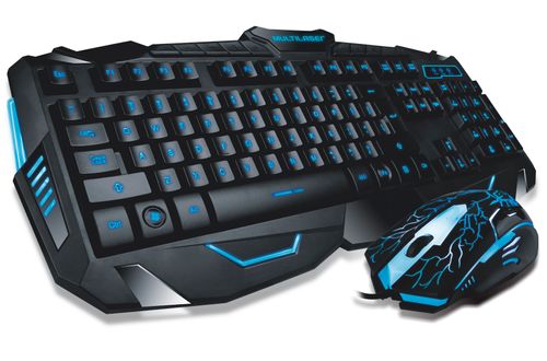 Teclado e Mouse Gamer Com Hotkeys Multimidia LED Azul Multilaser - TC195