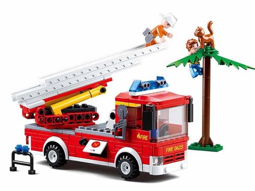 Blocos de Montar Caminhão de Bombeiro com Escada 269 Peças Indicados para +6 Anos Material Plástico Colorido Multikids - BR822
